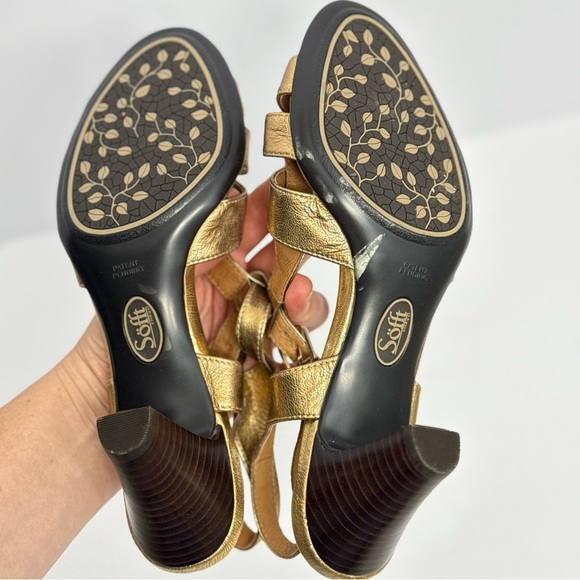 Sofft Leather Gold Metallic Comfort High Heels M Slingback Sandals 8M Dress Shoe - Picture 12 of 13